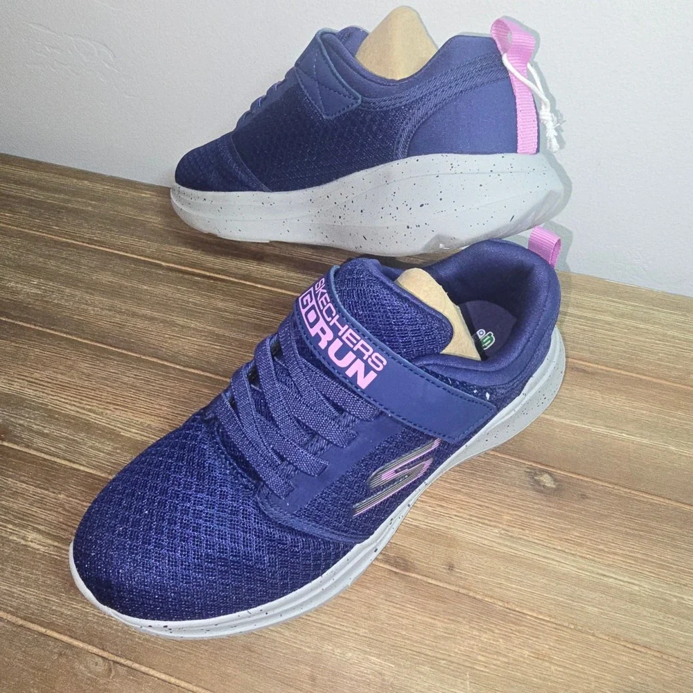 Skechers GOrun Fast Earthy Gal Navy Pink Kids Sneakers 302491L Size 3.5